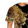 Primavera verano fresco león impreso camiseta de gran tamaño para hombres mujeres el rey chándal para hombre 2 pieza conjunto ropa camiseta