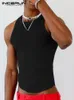 Men Tank Tops Round Neck Sleeveless Solid Color Summer Casual Vests Fitness Streetwear Fashion Men Clothing S-5XL INCERUN 220627
