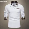 Camisa pólo masculino algodão de algodão Sólido Autumn Manga longa Top Marca masculina Slim Fit S Roupas 220620