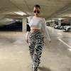 Y2K Trousers Spring Zebra Print Wide Leg Pants Sexy High Waist Women Fashion Casual Female Streetwear 16395 220325