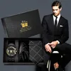 Нарученные часы 4PCS Mens Luxury Business Watchse Nevanless Steel Quartz Frist Men Tie Gift Set Fashion Black Watch for Regalos para hombrewris