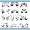 Tırnak Sanat Süslemeleri Salon Sağlığı Güzellik Rhinestone Festival Yüz Mücevher Sticker Sahte Dövme Çıkartmaları Vücut Glitter Dövmeler Gems Flash