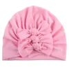 Baby Accessories Newborn Baby Turban Bow Knot Head Wrap Infant Cotton Beanie Hat Winter Warm Cap Solid Baby Shower Props