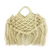 Bohemian Tassel Large Capacity Tote Design Hollow Rope Woven Women Handbags Summer Beach Shoulder Bag Casual Bali Big Purse