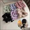 H￥rtillbeh￶r 3 datorer/set satin Silk Solid Color Scrunchies Elastic Bands Women Girls Ponytail Holder Ties Rep Drop Delivery 2021 B DHIY2