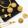 ANIID Dubai Ethiopian Flower Shape Plated 6pcs Jewelry Sets For Women Nigerian Luxury Necklace Jewellery Set Wedding Party Gifts 220726