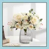 Único pacote artificial flores peônia hydrangea casamento decorações de Natal para casa diy sala de estar decoração arranjo sn4839 Drop Delive