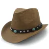 Bérets faits à la main tissage paille hommes Western chapeau de Cowboy gentleman papa été plage soleil Sombrero casquette taille 58CMbérets béretsbérets Delm22