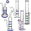 Heady Hookahs Bubbler Thick Glass Bongs Honeycomb Perc Recycler Dab Rig Pink Purple Blue Ice Catcher Rigs Smoking Shisha Accessory