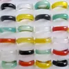 Bunte Mode 5-6mm Glassband Ring Synthetische Jade Achate Stein Schmuck Kreis für Frauen Männer Größe 15-18mm