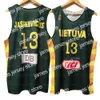 James Custom Sarunas Jasikevicius #13 Lietuva baskettr￶ja tryckt gr￶nt alla namn nummerstorlek XS-4XL toppkvalitet