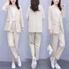 Kvinnors tvåbitar Pants Professional Suit Women's Autumn Korean Fashion Ol Temperament Workplace Intervju Formella overaller 2 Set Womenwo