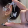 Fashion Crystal Butterfly Tassel Ear Cuff Earrings for Women Gold Silver Color No Pierced Ear Clip Hook Party Jewelry gift