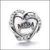 Charms Heart Mom Love Love Rhinestone Snap Butter