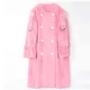 Winter Coat Long Warm Fluffy Faux Fur Trench Coat For Women Double Breasted Pink White Green Fashion Belt Outerwear Female T220810