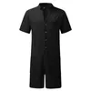 Men's Shorts Men's Sport Spring And Summer Top Jumpsuit Solid Color Stand Collar Short Sleeves Single Little DockerMen's