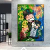 Graffiti Poster Artwork Monopoly Tela Poster e Stampe Rich Man Street Wall Art Pittura Immagini per Soggiorno Moderno