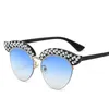 Sunglasses Luxury Designer Cat Eye Women Vintage Semi-Rimless Sun Glasses 2022 Bling Rhinestone Diamond Eyewear For FemaleSunglasses