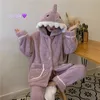 QWeek Shark Kobiet Pajama Flanele Flannel Zapęty sutowa kawaii pijama set z spodniami Śliczne piżamę Halloween imprezowy salon 220321