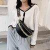 Fanny packs Thick Chain Chest Bag Sense Messenger Bag Female Letter Checkered Pu Women's Fashion Shoulder Bag 220627