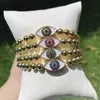 Charm Bracelets 5Pcs Beautiful Cz Micro Pave Bracelet Copper Beads Beaded Eye Jewelry Wholesale For PartyCharm