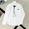 Luxe ontwerper Prad Mens Drail Shirts SS Business Casual shirt met lange mouwen Dubbele hoogwaardige 120 tellen Poplin katoenen huidvriendelijke dekvruchting