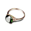 Anneau émeraude plaqué en or rose 18K pour femme Gemstone Wed Green Crystal Ring