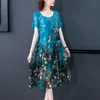 Casual jurken 2022 zomer elegante losse chiffon jurk lange groot formaat boho retro print en comfortabel