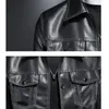 Causale Giacca in pelle vintage Cappotto Uomo Outfit Design Motor Biker Tasca con zip Giacca in pelle PU Affari Abbigliamento uomo semplice 4XL 220816