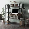 Mobili per camera da letto da scrivania per computer multifunzione con armadietto (espresso) stile moderno semplice, struttura in metallo nero, marrone rustico