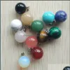 Charms 14 mm Round Round Assortid Mixed Natural Stone Charred Pendants Crystal Pendants for Collier Accessoires Bijoux Making Drop D Yydhhome DH8pz
