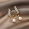 Mode coréenne à la mode élégant surdimensionné blanc perle boucles d'oreilles pour les femmes Zircon boucles d'oreilles de mariage bijoux cadeau