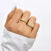 Klassisk geometrisk guldfärg CZ -ring delikat glittrande kubiska zirkoniumfingerringar för kvinnor bröllopband smycken gåva