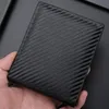 Wallets Carbon Fiber Men Retro One Zipper Horizontal Wallet PU Leather Plaid Open Coin Purse Multifunctional Card HolderWallets