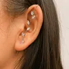 Stud Fashion Ear Needle Wrap Crawler Hook Pendientes de corazón para mujeres Surround Auricle Cobre con incrustaciones de circón Piercing Pendientes1PStud Odet22 Farl
