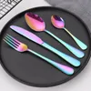 4 Sztuk / zestaw Zestaw Flatware Zestaw stali nierdzewnej Zachodnia Naczynia Western Spoon Steak Podróż Diamwares Zestawy