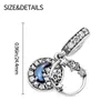 925 Sterling Silver Dangle Charm Disc Zircon Lune Motif plata de ley Perles Perle Fit Pandora Charms Bracelet DIY Bijoux Accessoires