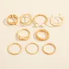 9pcs Punk Gold Wide Chain Rings Set For Women Girls Fashion Irregular Finger Thin Gift Female Knuckle Jewelry Party 220719