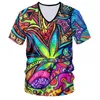 Mens Summer Polyester Apparel Fashion Design 3D Full Print Färgglada mönster Elephant Leaf Vneck Tshirt Street Clothing 220623