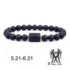 12 Constellation Armband Men Black Stone Bead Strands Armband Star Sign Zodiac Horoscope Lover Par Armband Friendship Jewely Bulk