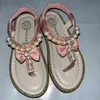 甘い民族スタイルの子供のサンダルビーズの弓の靴夏の新しい子供の靴剣闘士サンダルSandalias Nia Shoes G220418