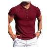 2022 été couleur unie Golf Polos T-shirt pour hommes automne Slim Fit bouton revers à manches courtes décontracté ajustement Polos t-shirts polo8-5