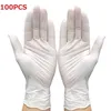 100/50/30/20st White LaTex Gloves Disponibla Bake Non-Slip Rubber Latex Handskar Hushåll Rengöring av engångsvaror Hot T200508
