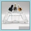 Packing Bottles Office School Business Industrial 30Ml Clear Square E-Liquid Glass With Droppers 1Oz Dhfdz