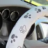 Steering Wheel Covers 15" Grey Soft Comfy Cute Printed Automotive Car Cover Auto Luxury LeatherSteering CoversSteering