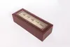 Fast ship 6 Grid Brown Watch Box Watches Display Storage Boxes Bracelet Slots Case holder Jewelry Container gift High Carbon Fiber