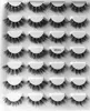 Handgjorda återanvändbara röriga 14 par mink falska ögonfransar set mjuk och lätt tjock flerskikt 3D falska fransar lockiga crisscross ögonfransförlängningar 10 modeller dhl