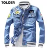 Solidne swobodne szczupłe męskie kurtka dżinsowa plus 5xl Bomber Jacket Men High Quality Cowboy Men's Spring Jean Jacket Chaqueta Hombre 201218