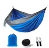 Outdoor Parachute Cloth Hammock Foldable Field Camping Swing Hanging Bed Nylon Hammocks With Ropes Carabiners 12 Color seashipping E0703