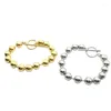 Charme Bracelets Mode Femmes Hommes Argent Couleur Or Boule En Acier Inoxydable 8mm Perle Coeur Clé UN Serrure Bracelet Bijoux Cadeau De Noël Fawn22